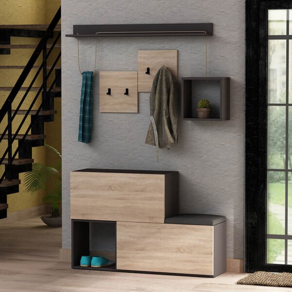 Έπιπλο εισόδου-παπουτσοθήκη HOLDON House Genius 12 ζεύγων ανθρακί-φυσικό 120x36.5x87.5εκ - Image 2