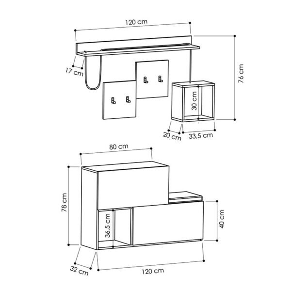 Έπιπλο εισόδου-παπουτσοθήκη HOLDON House Genius 12 ζεύγων ανθρακί-φυσικό 120x36.5x87.5εκ - Image 4