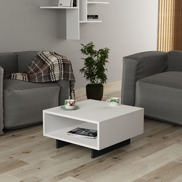 Τραπέζι σαλονιού Hola House Genius antique λευκό-ανθρακί 60x60x32εκ - Image 2