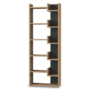 Βιβλιοθήκη Oppa House Genius χρώμα σκούρο φυσικό - ανθρακί 61x22x162εκ