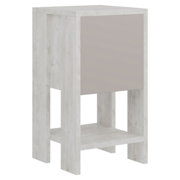 Κομοδίνο Ema House Genius χρώμα λευκό antique-μόκα 30x30x55εκ