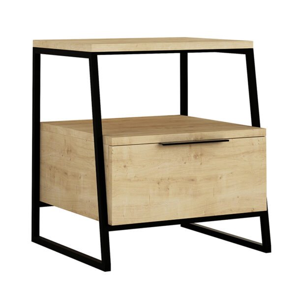 Κομοδίνο Johana House Genius μαύρο-oak 45x40x50εκ