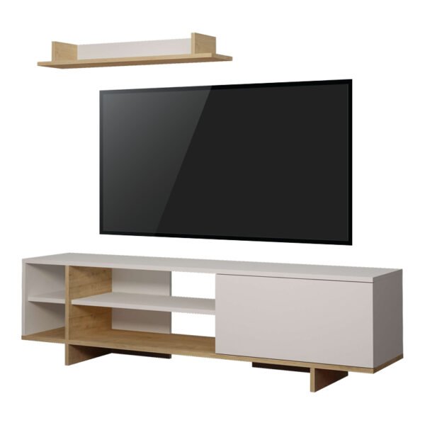Σύνθετο σαλονιού Saloon House Genius σε λευκή-oak απόχρωση 160x35.5x44εκ