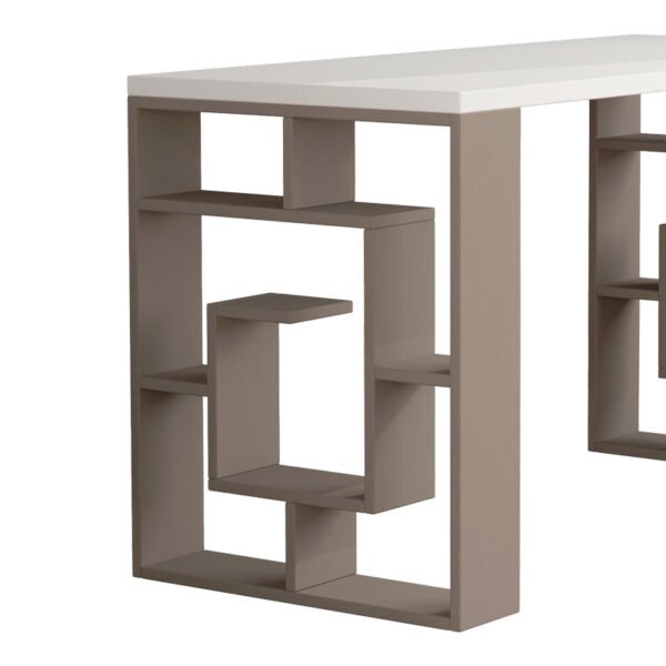 Γραφείο Labirent House Genius χρώμα λευκό-μόκα 140x60x75εκ - Image 3