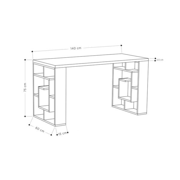 Γραφείο Labirent House Genius χρώμα λευκό-μόκα 140x60x75εκ - Image 4