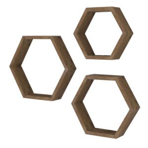 Ραφιέρα τοίχου Valis House Genius τριών τεμαχίων χρώμα καρυδί 37x9x32εκ