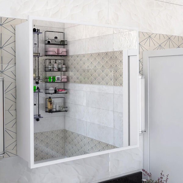 Ντουλάπι μπάνιου με καθρέπτη Poliana House Genius λευκό 70x17x70εκ - Image 2