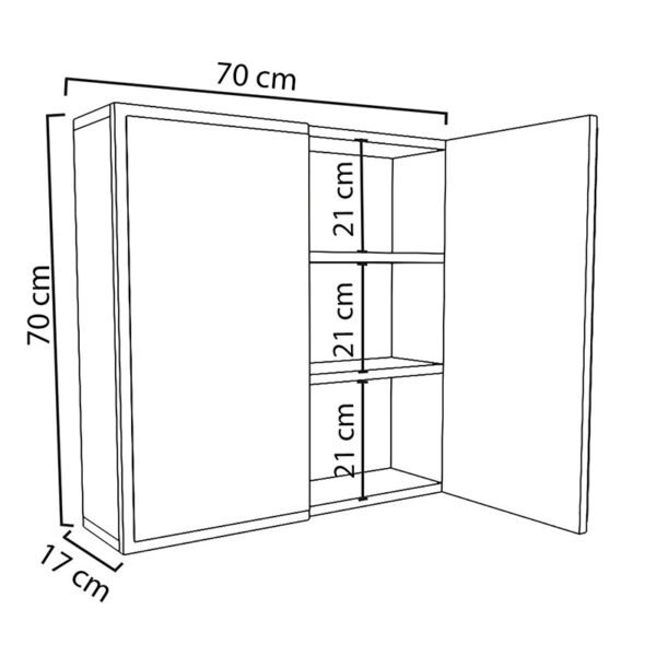 Ντουλάπι μπάνιου με καθρέπτη Poliana House Genius λευκό 70x17x70εκ - Image 6