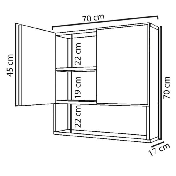 Ντουλάπι μπάνιου με καθρέπτη Zante House Genius λευκό 70x17x70εκ - Image 5