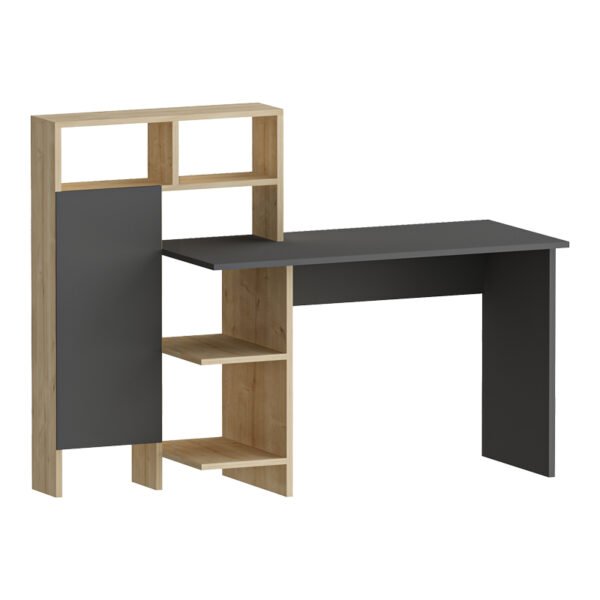 Γραφείο εργασίας με ραφιέρα Calisma House Genius σε oak-ανθρακί απόχρωση 135x60x111εκ
