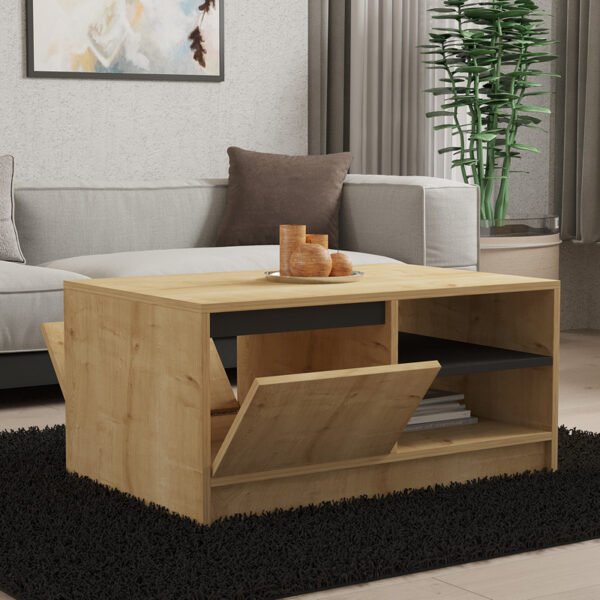 Τραπέζι σαλονιού Narli House Genius σε oak απόχρωση 90x60x45εκ - Image 3