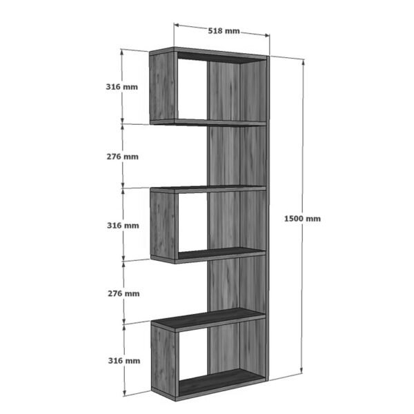 Βιβλιοθήκη Cascade House Genius σε σκούρο καρυδί απόχρωση 51.8x22x150εκ - Image 6