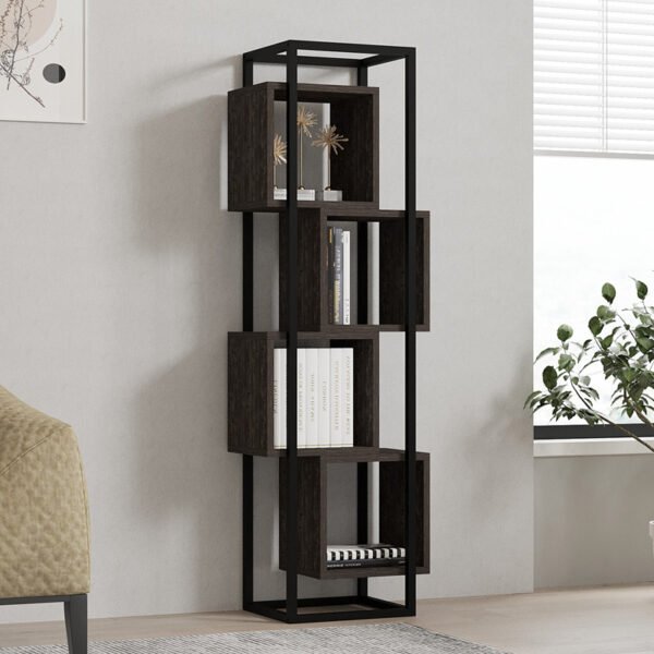 Βιβλιοθήκη Gridur House Genius σε σκούρο καρυδί απόχρωση 44x29x140εκ - Image 2