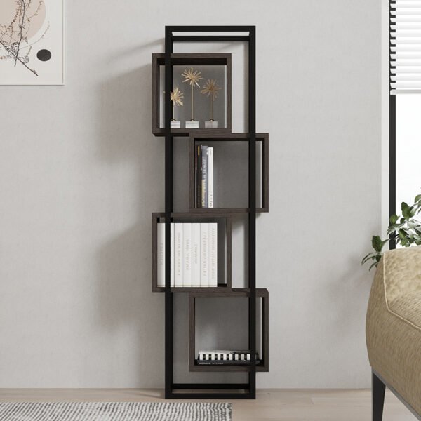 Βιβλιοθήκη Gridur House Genius σε σκούρο καρυδί απόχρωση 44x29x140εκ - Image 3