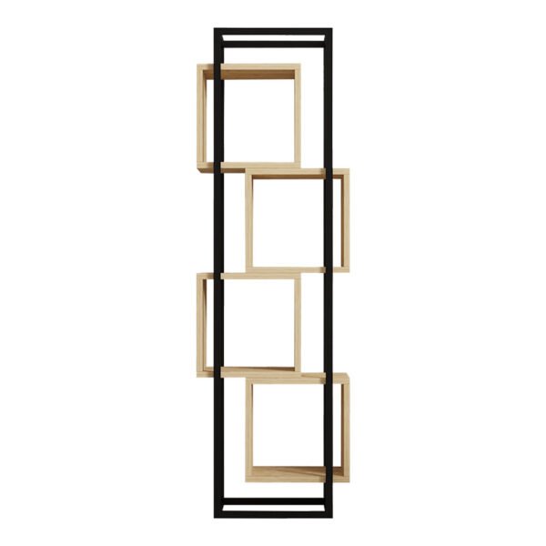 Βιβλιοθήκη Gridur House Genius σε oak απόχρωση με μαύρο μεταλλικό σκελετό 44x29x140εκ - Image 4