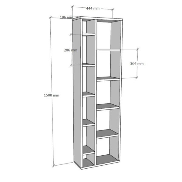 Βιβλιοθήκη Minicu House Genius σε σκούρο καρυδί απόχρωση  44,4x19,6x150εκ - Image 6