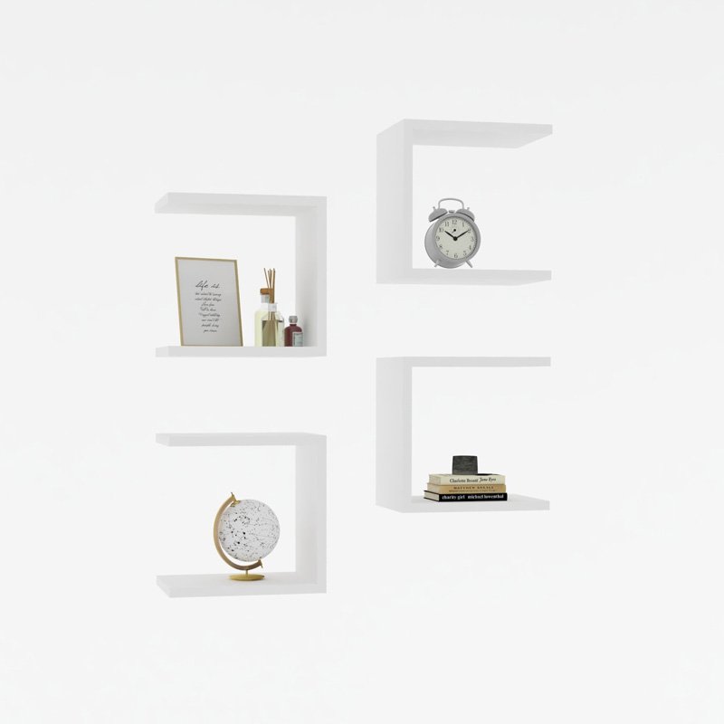 Ραφιέρα τοίχου Perari House Genius 4τεμ.σε λευκή απόχρωση 30x19.6x30εκ