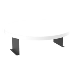 Βοηθητικό τραπεζάκι Linea House Genius σε λευκή απόχρωση με μαύρα μεταλλικά πόδια Φ35,5x5εκ