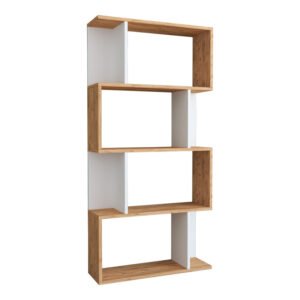 Βιβλιοθήκη Kadu House Genius σε sonoma-λευκή  απόχρωση  72x22x147εκ