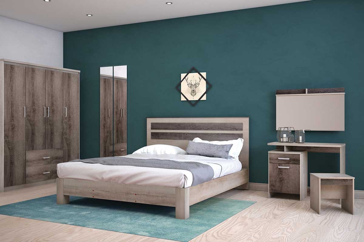 Τουαλέτα κρεβατοκάμαρας OLYMPUS House Genius με καθρέπτη και σκαμπό χρώμα castillo-toro - Image 3