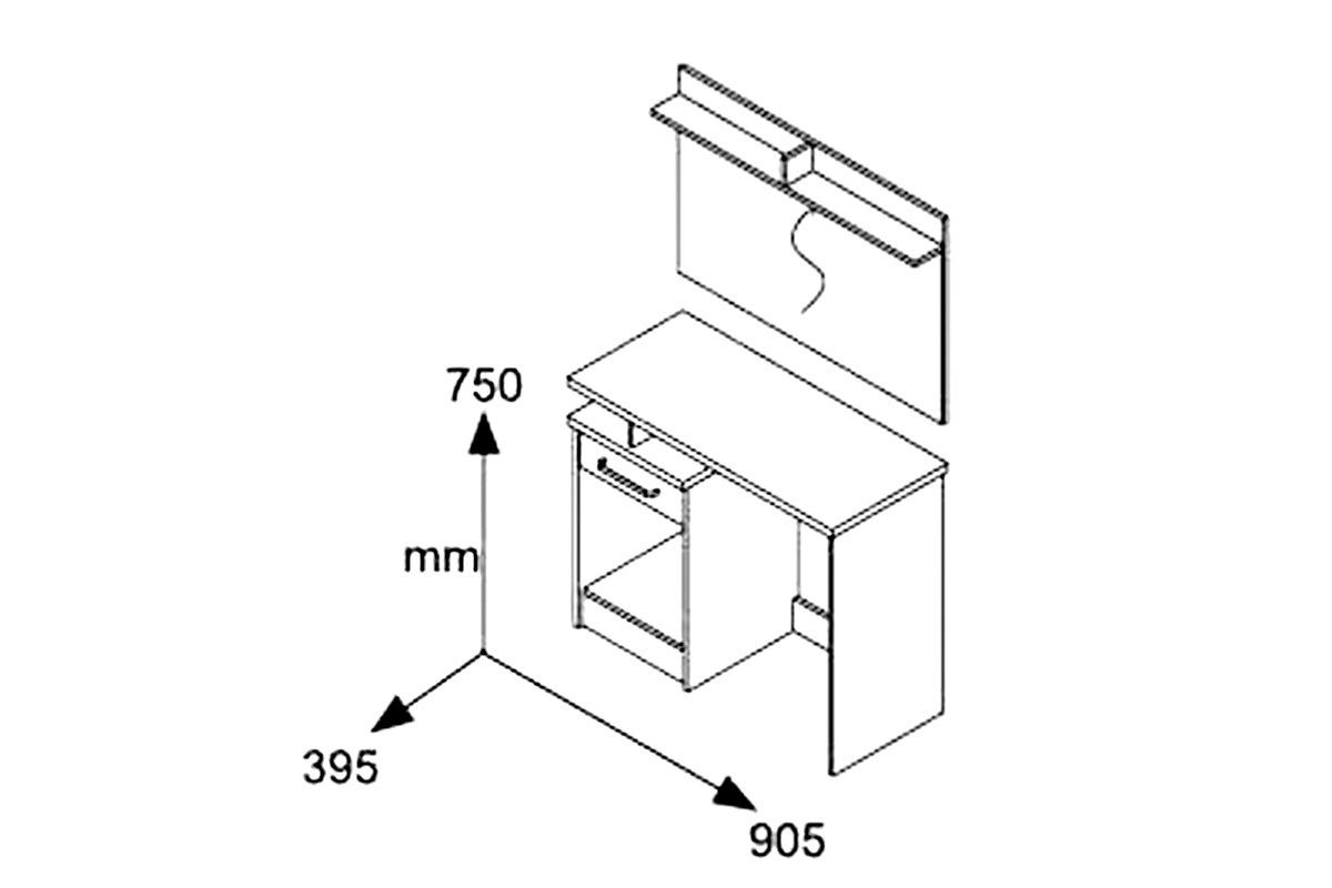 Τουαλέτα κρεβατοκάμαρας OLYMPUS House Genius με καθρέπτη και σκαμπό χρώμα castillo-toro - Image 4