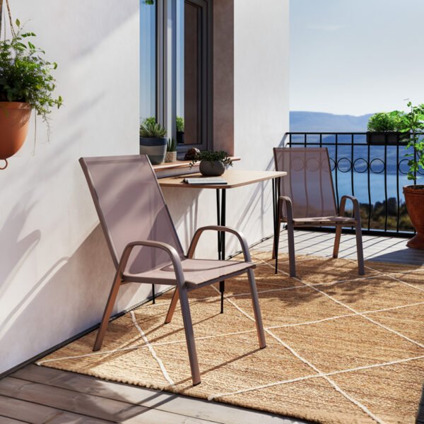 Πολυθρόνα Calan House Genius μέταλλο σκούρo καφέ-textilene καφέ 54x74x91εκ - Image 2