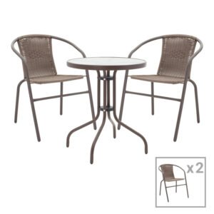 Tραπεζαρία Obbi-Watson House Genius σετ 3τεμ καφέ μέταλλο-pe Φ60x70εκ