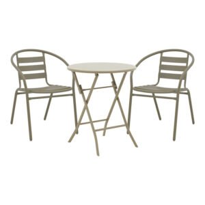 Τραπεζαρία Albero-Tade House Genius 3τεμ μέταλλο σε σαμπανιζέ απόχρωση Φ60x70εκ