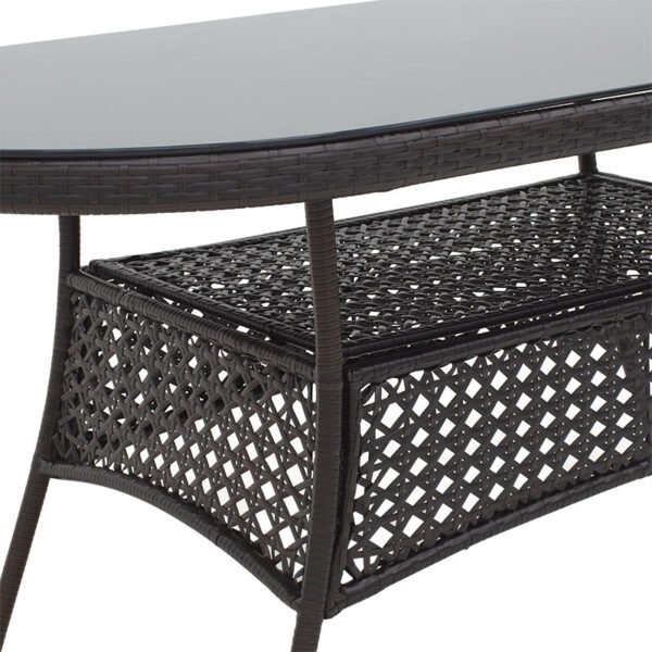 Τραπέζι Cellin House Genius μέταλλο-pe rattan καφέ 160x80x77εκ - Image 3