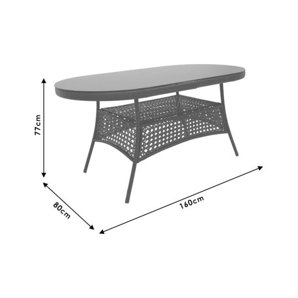 Τραπέζι Cellin House Genius μέταλλο-pe rattan καφέ 160x80x77εκ - Image 4