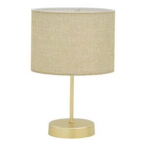 Επιτραπέζιο φωτιστικό PWL-0961 House Genius Ε27 μπεζ καφέ-χρυσό Φ22x32εκ