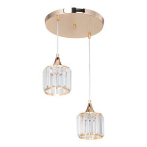 Φωτιστικό οροφής δίφωτο PWL-1025 House Genius Ε27 χρυσό-γυαλί Φ30x70εκ