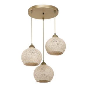 Φωτιστικό οροφής τρίφωτο PWL-1121 House Genius Ε27 κρεμ-χρυσό Φ40x75εκ