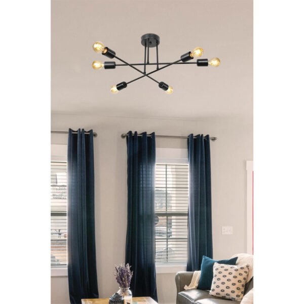 Φωτιστικό οροφής εξάφωτο PWL-1122 House Genius Ε27 μαύρο Φ61x25εκ - Image 2