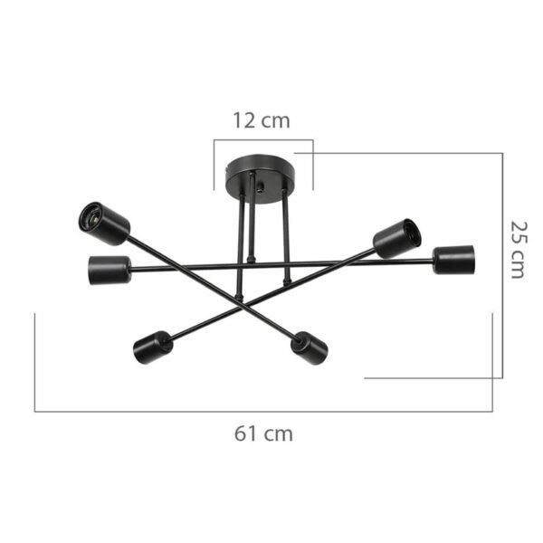 Φωτιστικό οροφής εξάφωτο PWL-1122 House Genius Ε27 μαύρο Φ61x25εκ - Image 4