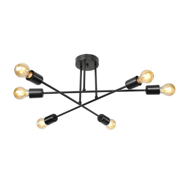 Φωτιστικό οροφής εξάφωτο PWL-1122 House Genius Ε27 μαύρο Φ61x25εκ
