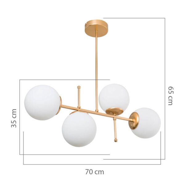 Φωτιστικό οροφής τετράφωτο PWL-1128 House Genius Ε27 χρυσό 70x20x35εκ - Image 4