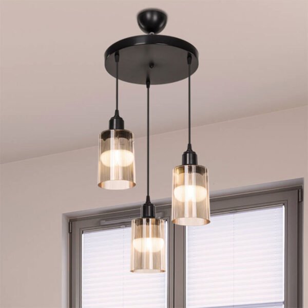 Φωτιστικό οροφής τρίφωτο PWL-1195 House Genius Ε27 μαύρο-amber Φ30x80εκ - Image 2