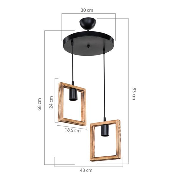 Φωτιστικό οροφής δίφωτο Isolate House Genius Ε27 καρυδί Φ43x83εκ - Image 4