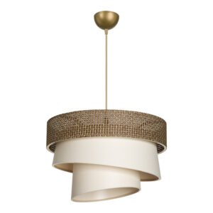 Φωτιστικό οροφής μονόφωτο Tazma House Genius ύφασμα σε καφέ και κρεμ απόχρωση Φ38x65εκ