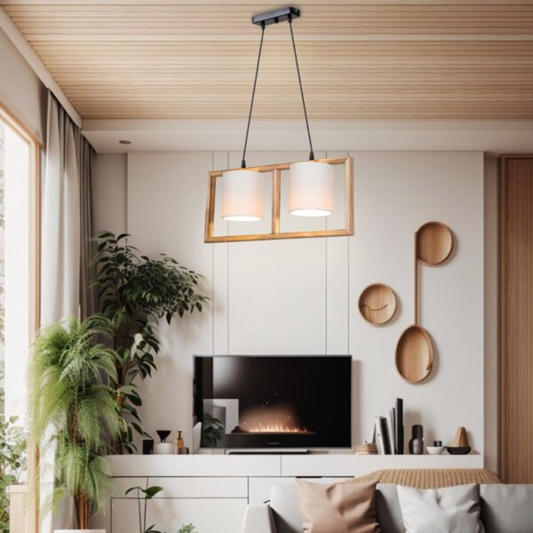Φωτιστικό οροφής δίφωτο Sereda I House Genius Ε14 σε καφέ-cream απόχρωση 54x14x27εκ - Image 2