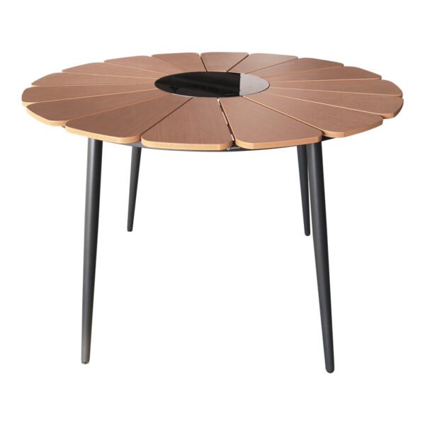 Τραπέζι Pinap House Genius μαύρο αλουμίνιο και plywood σε φυσική απόχρωση Φ110x74εκ - Image 2