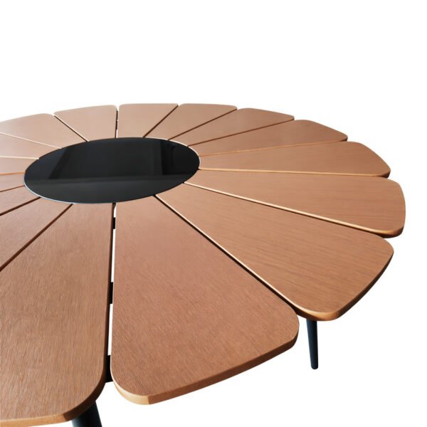 Τραπέζι Pinap House Genius μαύρο αλουμίνιο και plywood σε φυσική απόχρωση Φ110x74εκ - Image 3