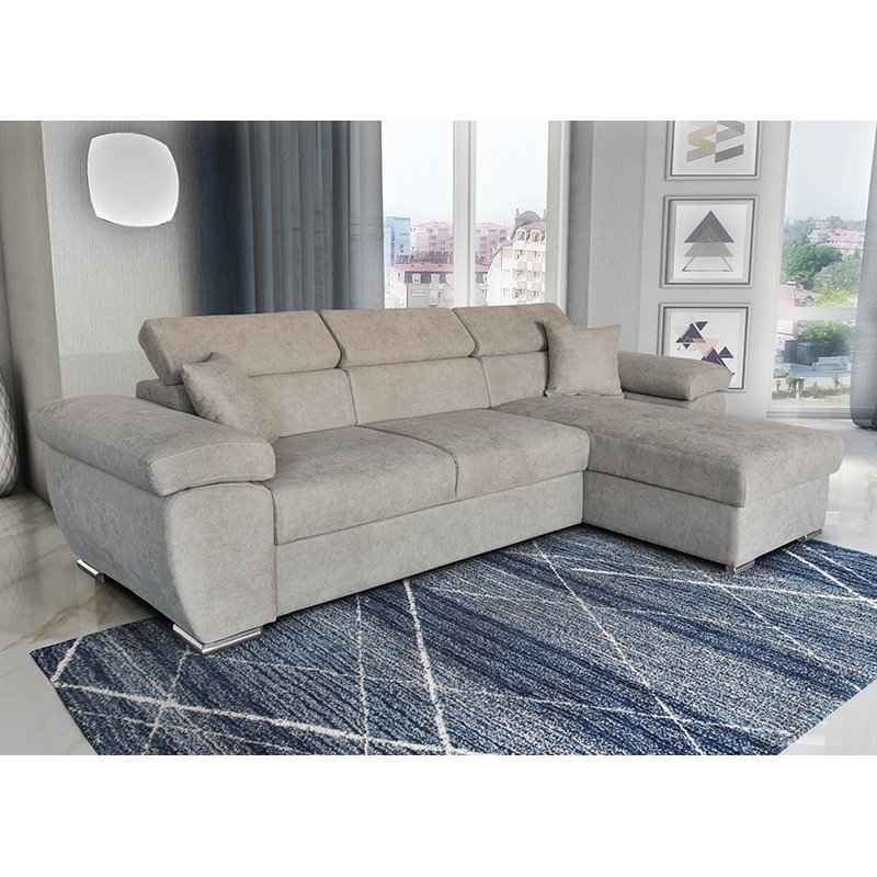 Γωνιακός καναπές-κρεβάτι αναστρέψιμος Comy House Genius μπεζ-καφέ 286x160x75-90εκ - Image 3