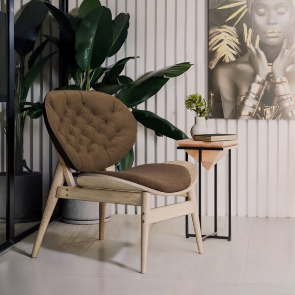 Πολυθρόνα relax Udalle House Genius μασίφ ξύλο καρυδί-ύφασμα καφέ 77x70x82εκ - Image 2