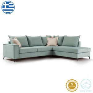 Γωνιακός καναπές αριστερή γωνία Romantic House Genius ύφασμα ciel-cream 290x235x95εκ