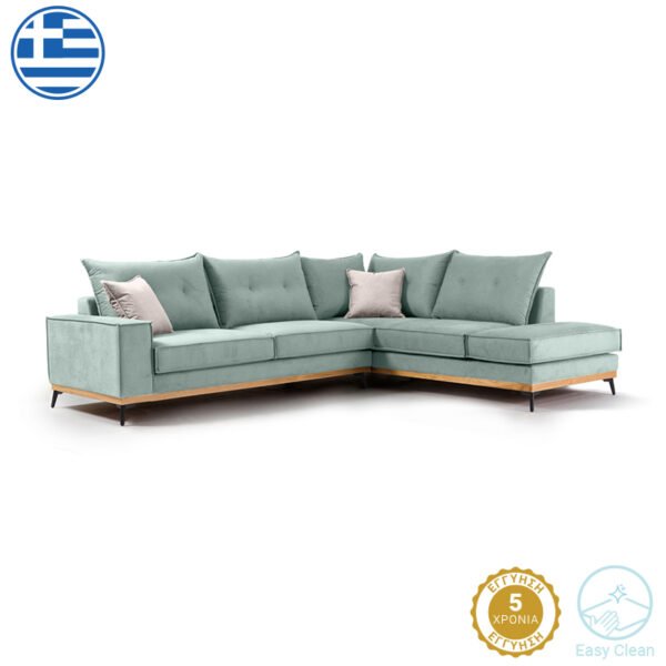 Γωνιακός καναπές αριστερή γωνία Luxury II House Genius ύφασμα ciel-cream 290x235x95εκ