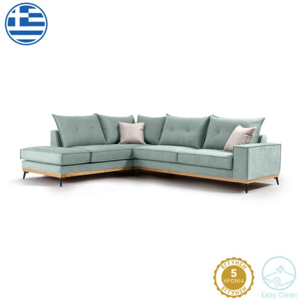 Γωνιακός καναπές δεξιά γωνία Luxury II House Genius ύφασμα ciel-cream 290x235x95εκ