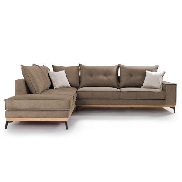 Γωνιακός καναπές δεξιά γωνία Luxury II House Genius ύφασμα mocha-cream 290x235x95εκ - Image 2