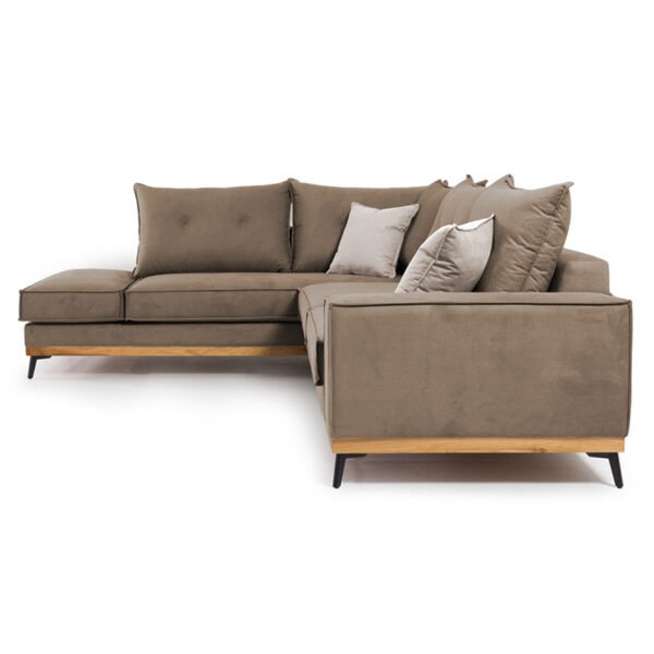 Γωνιακός καναπές δεξιά γωνία Luxury II House Genius ύφασμα mocha-cream 290x235x95εκ - Image 3